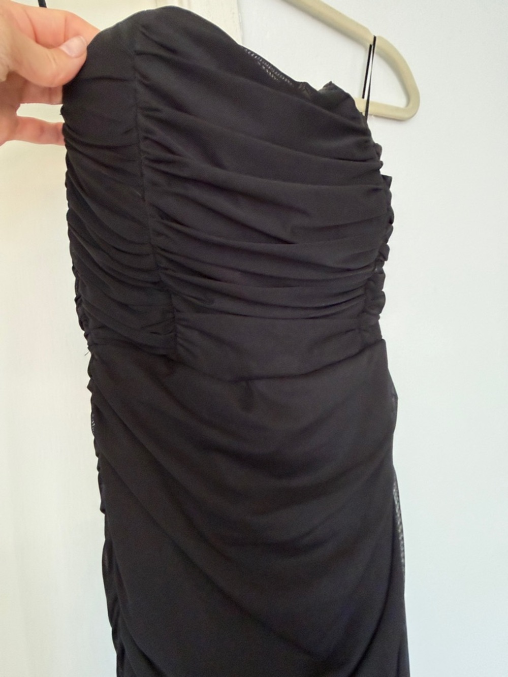 Black Ruched Strapless Dress - Picture 3 of 5
